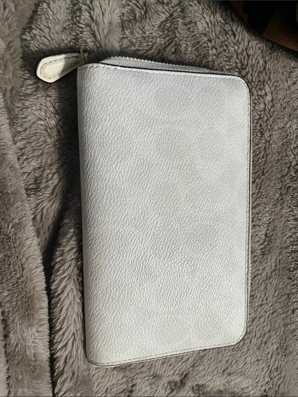 Coach Ivory Leather Zip Wallet with Gold Logo